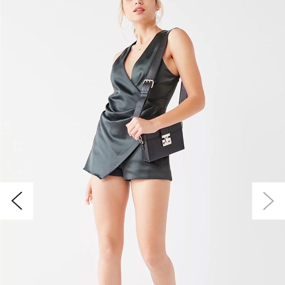 NBD Laken romper wrap satin romper playsuit size large mini dress